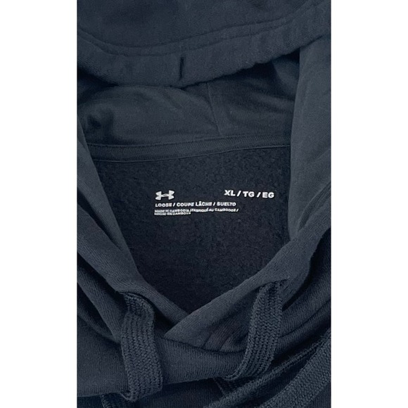00413 -‎ Under Armour Hoodie Mens XL Big Logo Pullover Sweatshirt Black - Picture 3 of 12